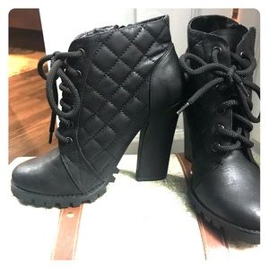 Black quilt pattern Moto booties